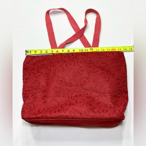 Jute Pocket Tote in Coral Red - Picture 8 of 12